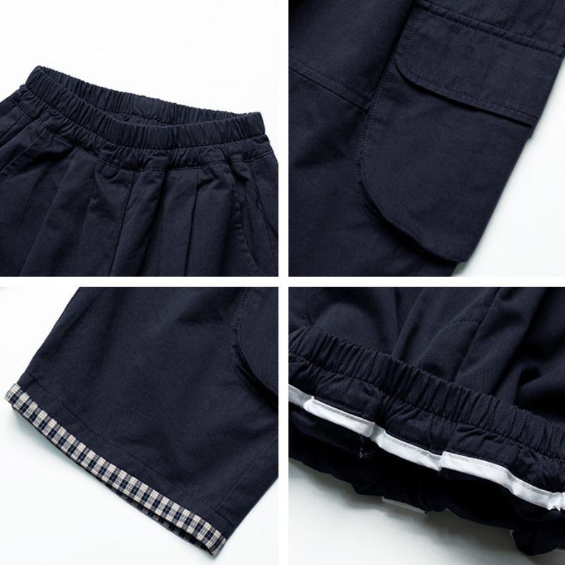 裾チェックカーゴパンツ