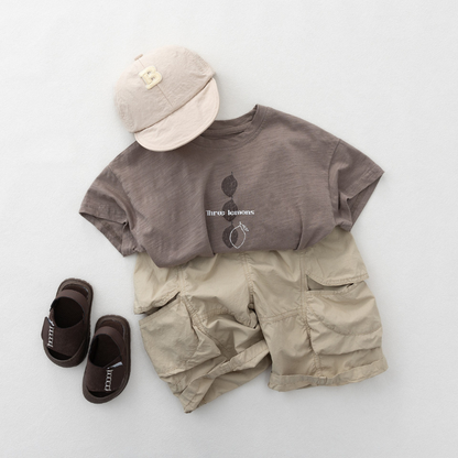レモンプリントスラブコットン半袖Tシャツ