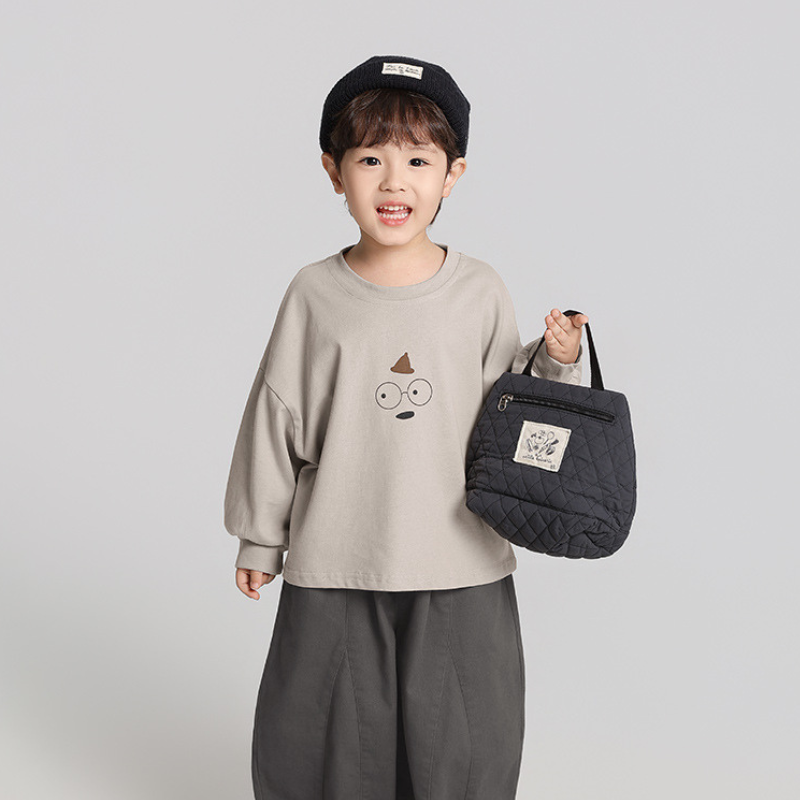 シンプルプリント純綿ロングTシャツ