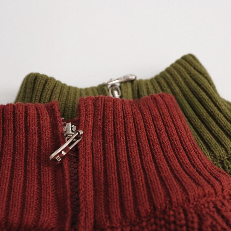 リブ編み綿100%カーディガン