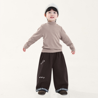 裾チェック裏ボアパンツ