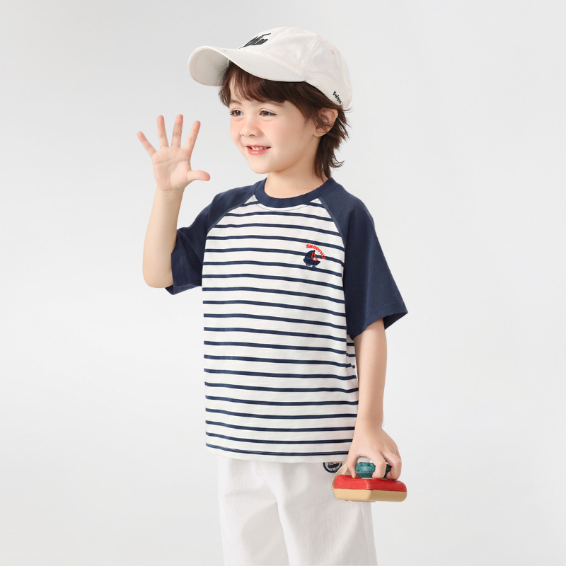 ボーダー切替クルーネックTシャツ
