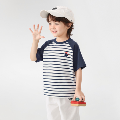 ボーダー切替クルーネックTシャツ