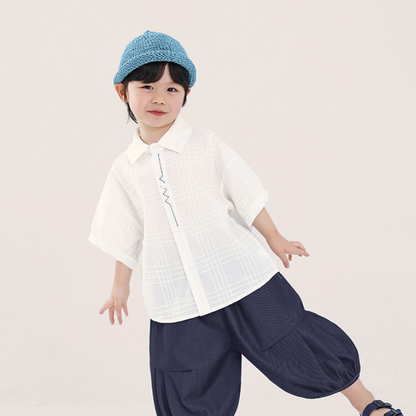 前立て刺繍半袖シャツ