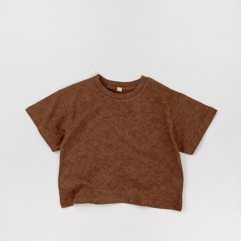 マーブル柄純棉半袖Tシャツ