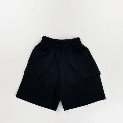 純棉薄手カーゴハーフパンツ