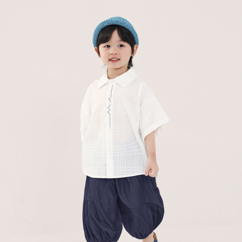 前立て刺繍半袖シャツ