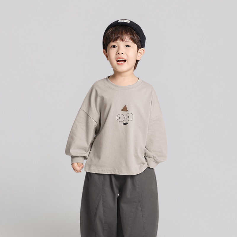 シンプルプリント純綿ロングTシャツ