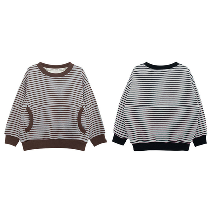 裏ボアボーダー柄プルオーバー