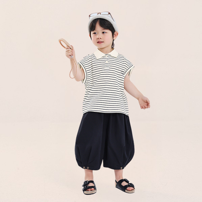 裾ギャザーコットン七分丈パンツ