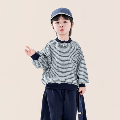 ヘンリーネックボーダースウェット