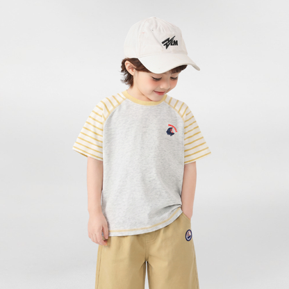 ボーダー切替クルーネックTシャツ