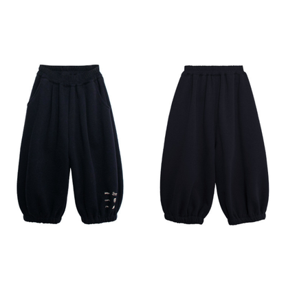 裾プリント裏ボアパンツ