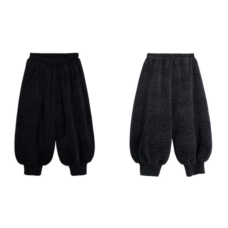 裾リブシェニール裏ボアパンツ