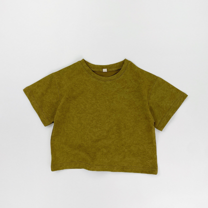 マーブル柄純棉半袖Tシャツ