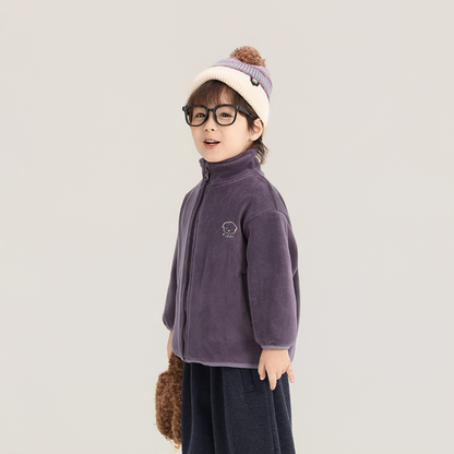 ワンポイント刺繍フリースジャケット