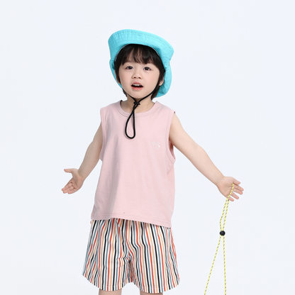 控えめ子犬プリント純綿タンクトップ