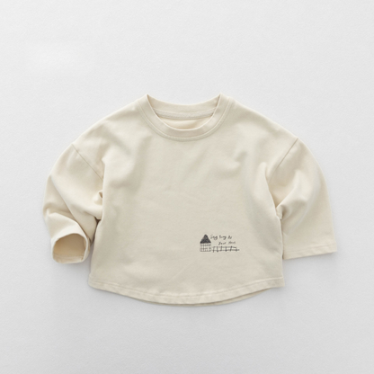裾プリント長袖Tシャツ