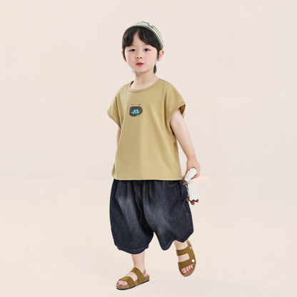 薄手デニムバルーン七分丈パンツ