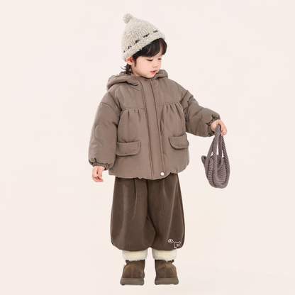 裾クマプリント裏ボアパンツ