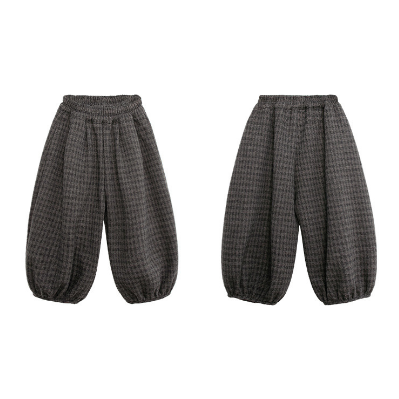 控えめチェック裏ボアバルーンパンツ