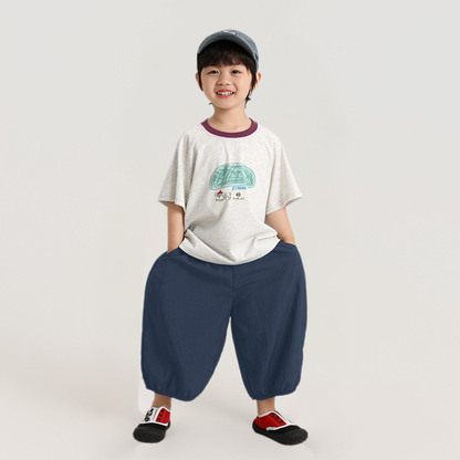 シボ感薄手八分丈パンツ