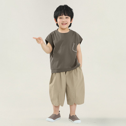 前ボタン飾り7分丈パンツ