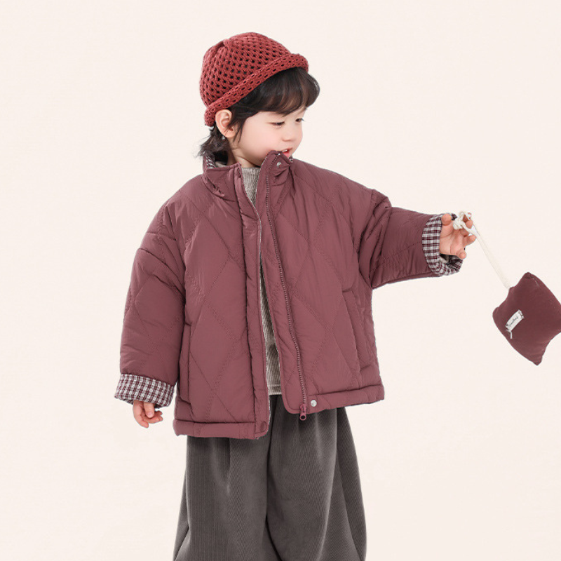 二重キルティング中綿コート