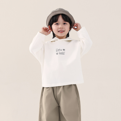 フード付き綿100%長袖Tシャツ