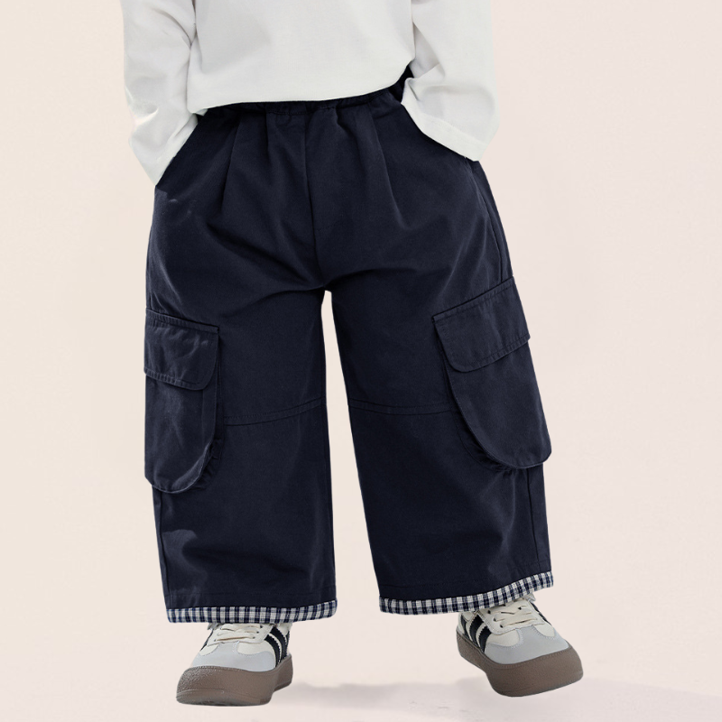 裾チェックカーゴパンツ