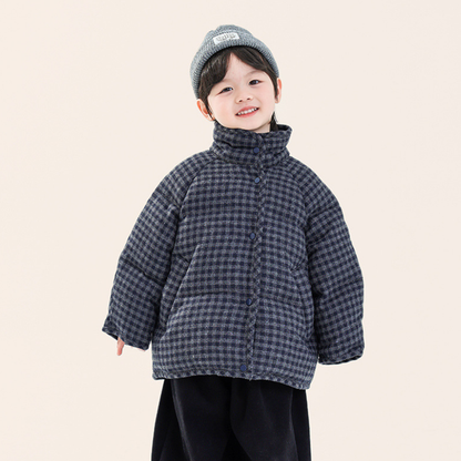 チェック柄中綿ハイネックジャケット