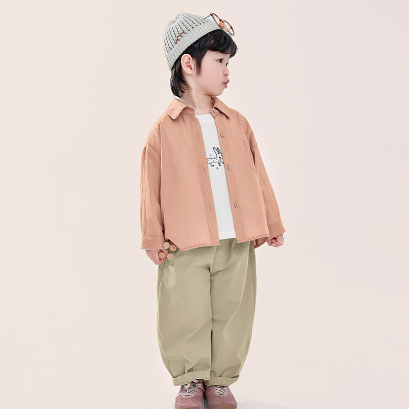 クレープ風素材薄手シャツ