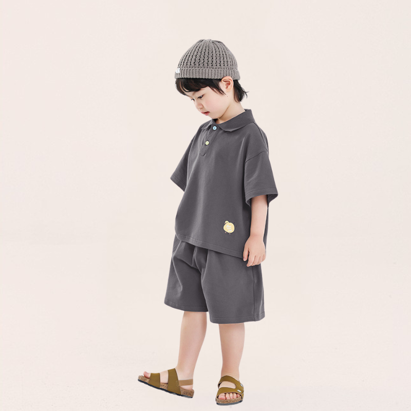 カラーボタンポロシャツ＆ショートパンツ2点セット