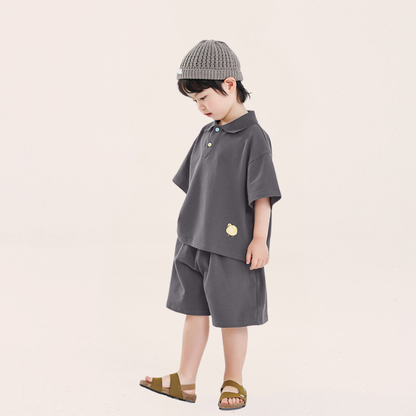 カラーボタンポロシャツ＆ショートパンツ2点セット