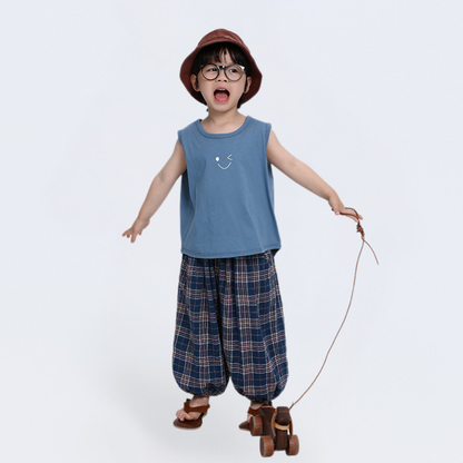 ネイビーチェックバルーンパンツ