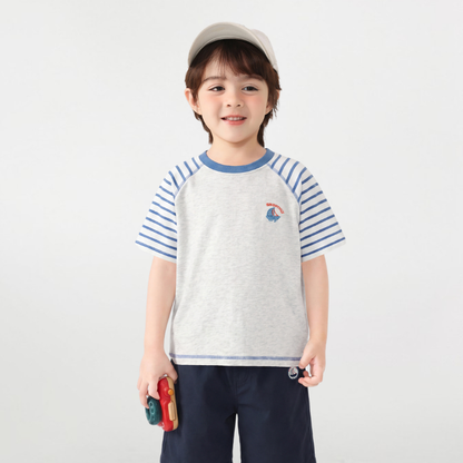 ボーダー切替クルーネックTシャツ