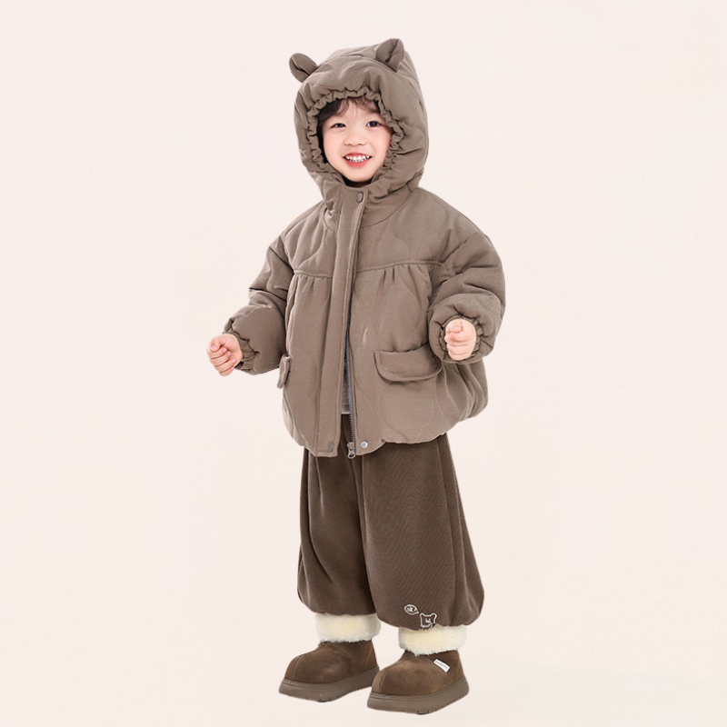 裾クマプリント裏ボアパンツ