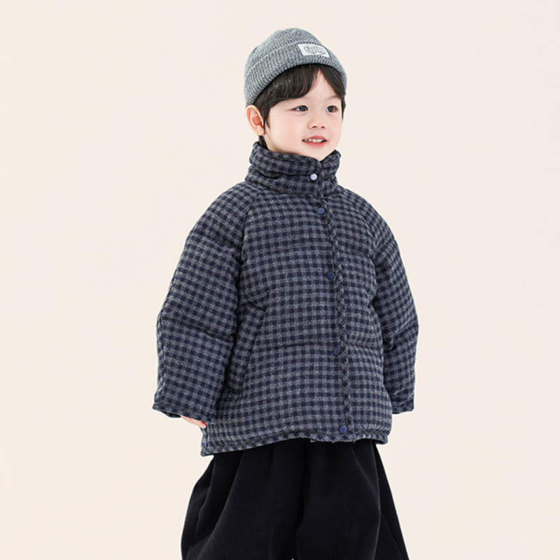 チェック柄中綿ハイネックジャケット