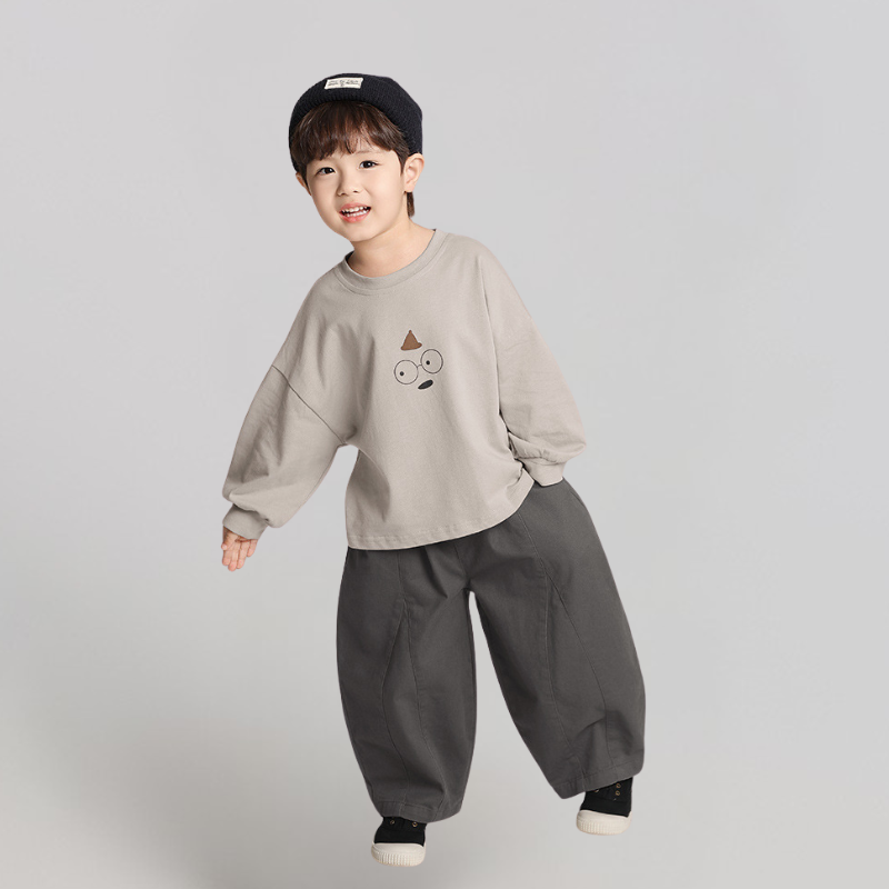 シンプルプリント純綿ロングTシャツ