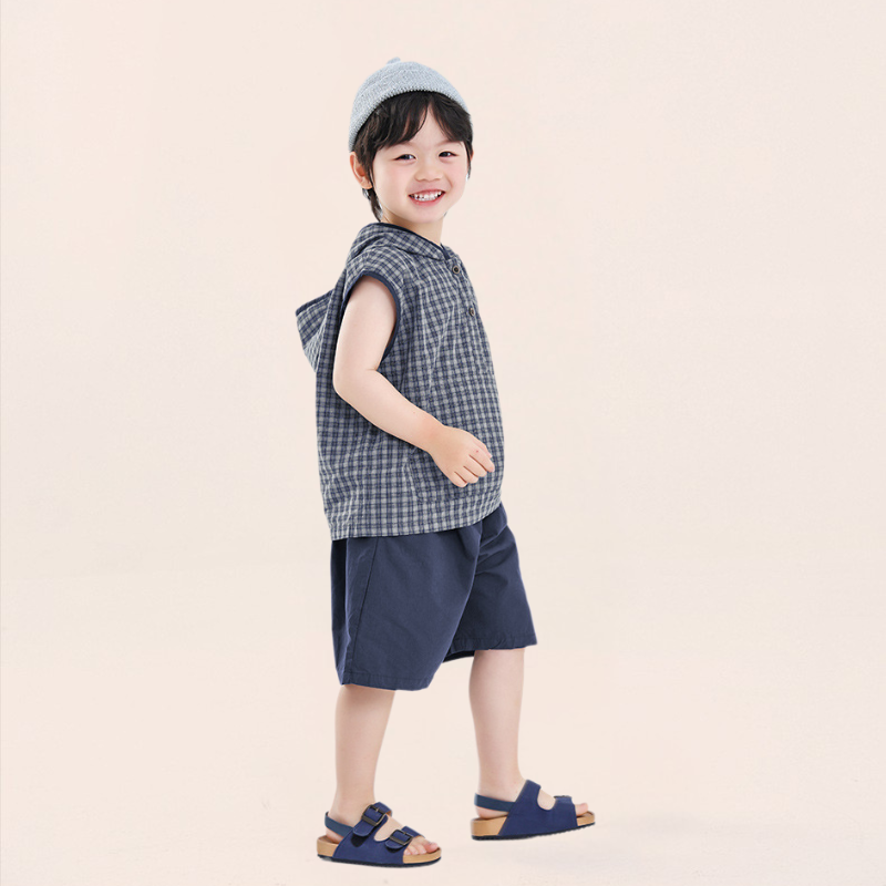 チェック柄タンクトップx無地パンツ2点セット