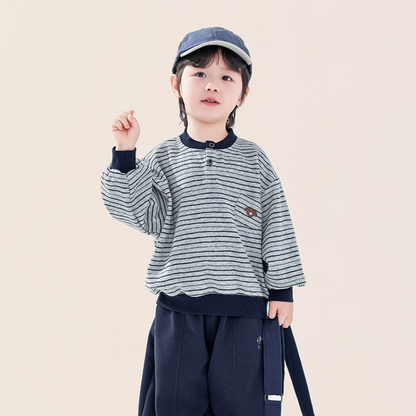 ヘンリーネックボーダースウェット