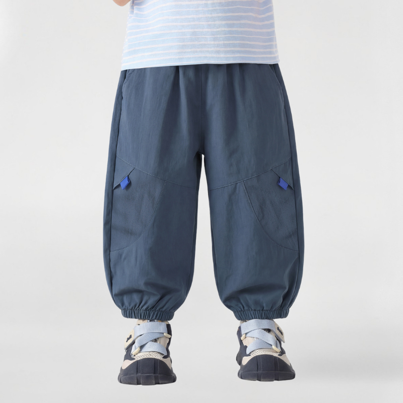 メッシュ切替ゴム裾ロングパンツ