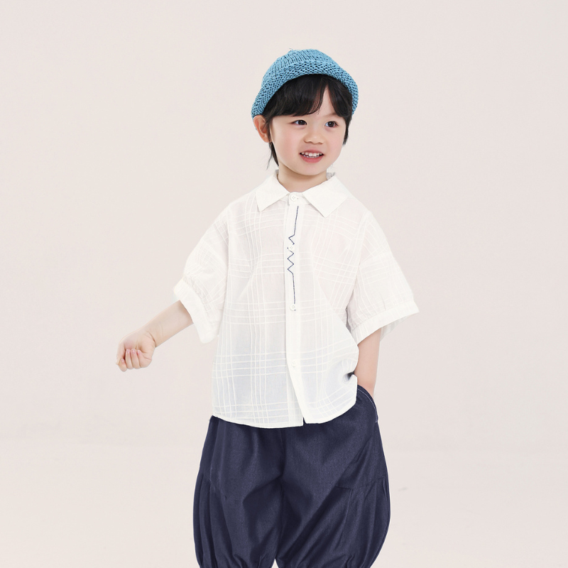 前立て刺繍半袖シャツ