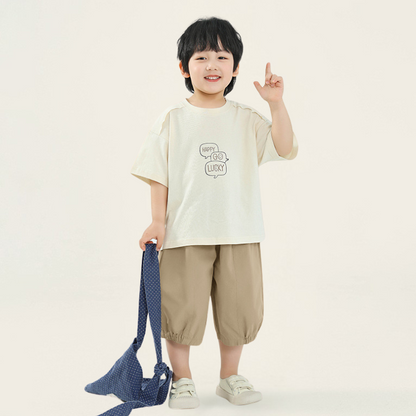 半ゴム仕様無地パンツ