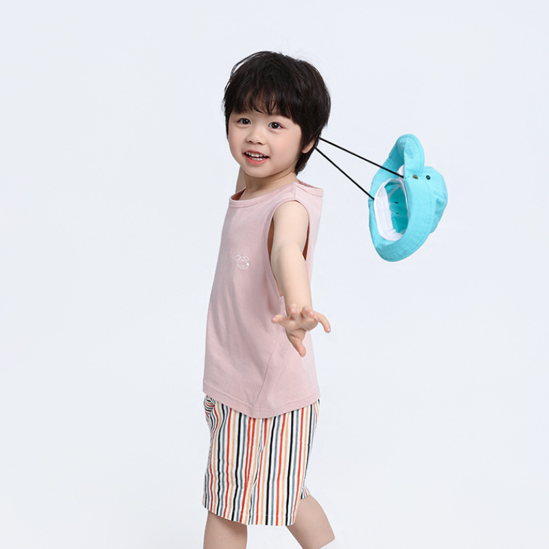 控えめ子犬プリント純綿タンクトップ