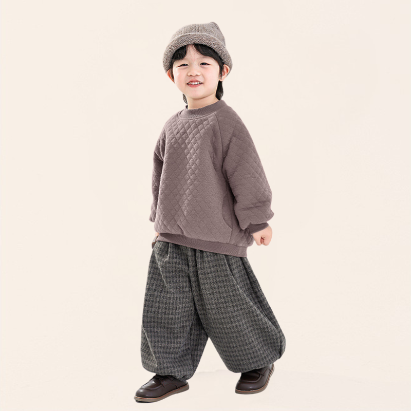 控えめチェック裏ボアバルーンパンツ