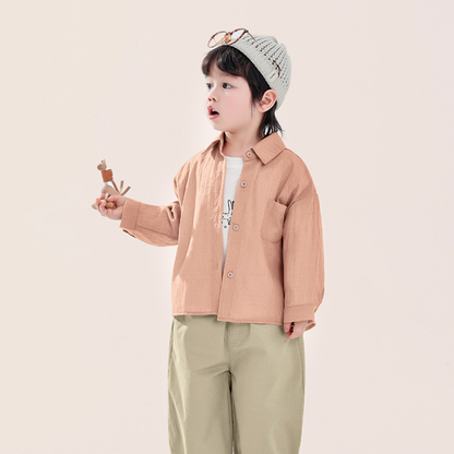 クレープ風素材薄手シャツ