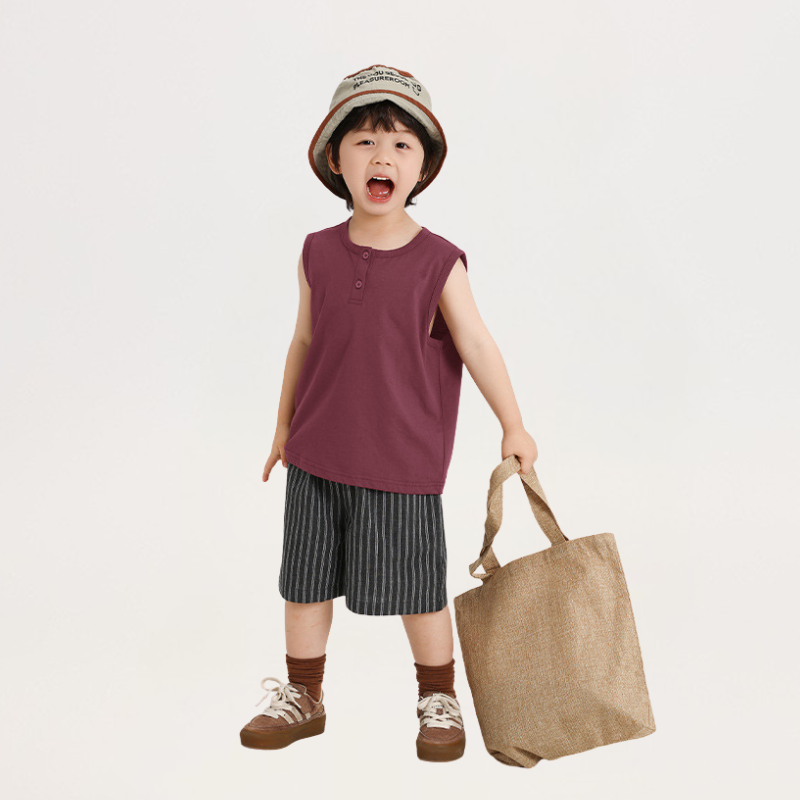 縦ストライプ純綿五分パンツ