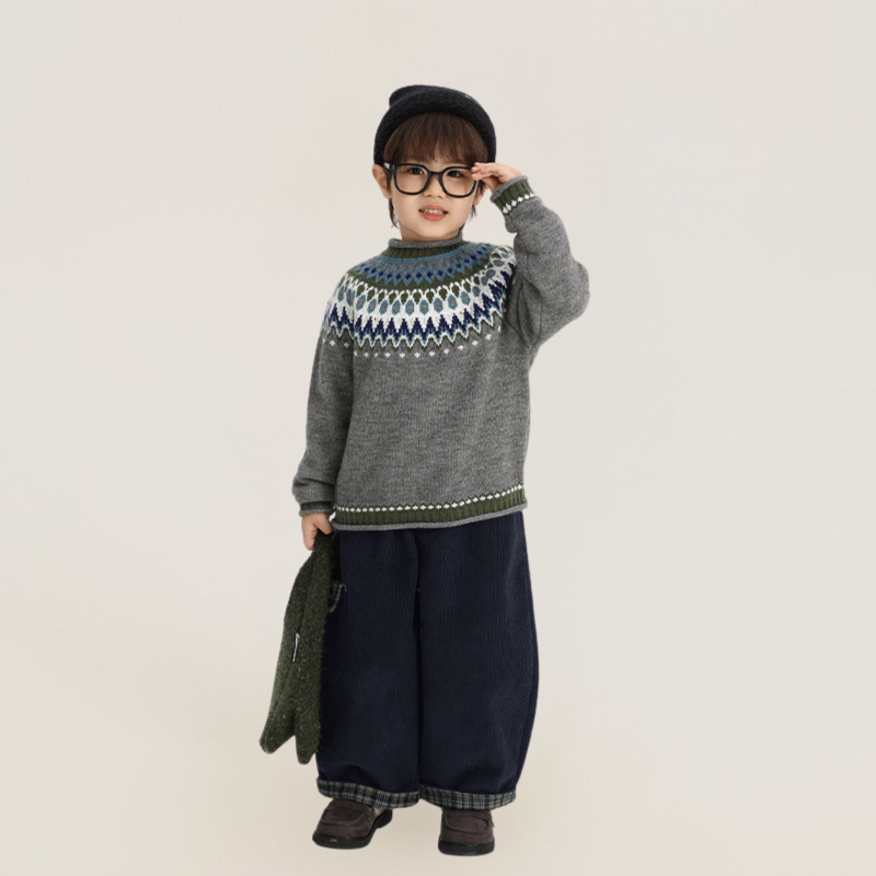 裏ボアチェックロールアップコーデュロイパンツ