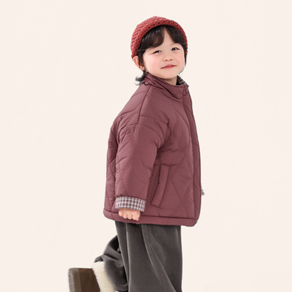 二重キルティング中綿コート